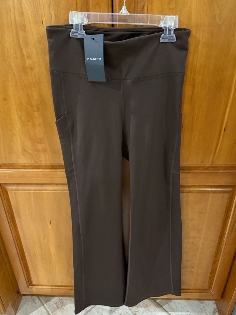 Fabletics High-Rise Wide Leg Pocket Fleece Leggings - Brown